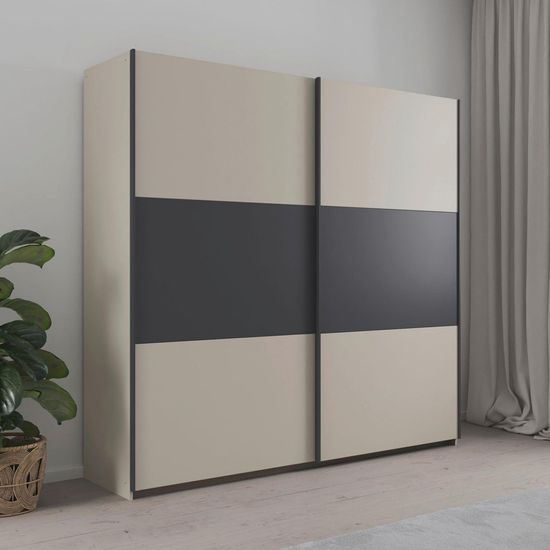 Rauch Sajo 218cm 2 Door Sliding Wardrobe - Champagne and Metallic Dark Grey