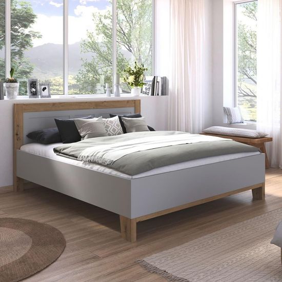 Rauch Credo 5ft King Size Bed - Silk Grey and Artisan Oak