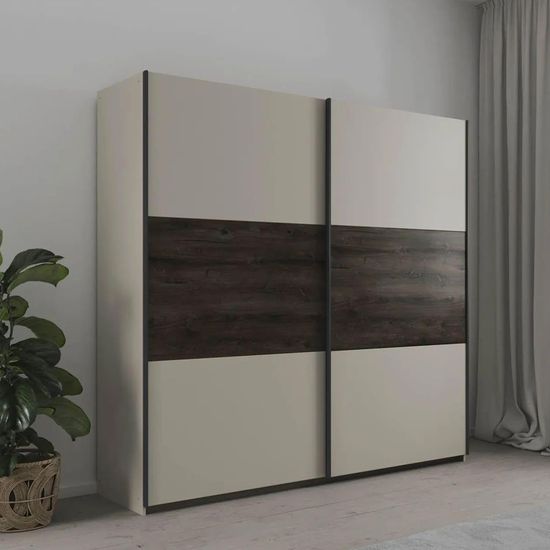 Rauch Marbella 218cm 2 Door Sliding Wardrobe - Champagne and Atlantic Dark Oak