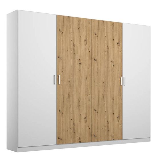 Rauch Miro 226cm 4 Door Wardrobe - Alpine White and Artisan Oak
