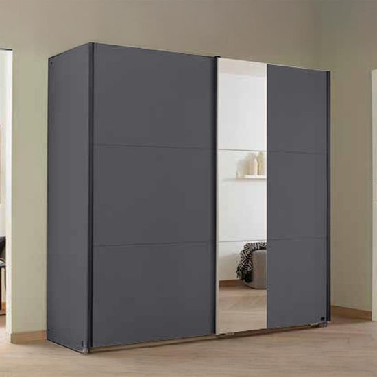 Rauch Slide 175cm 2 Door Sliding Wardrobe with Mirror - Metallic Dark Grey