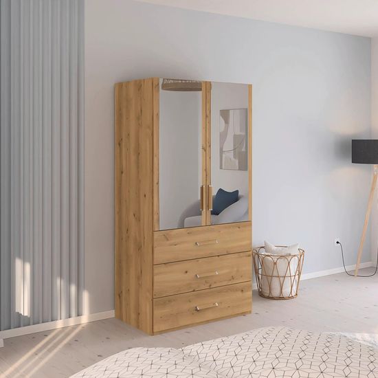 Rauch Evelyn 101cm 2 Door Combi Wardrobe - H 197cm - Wild Oak
