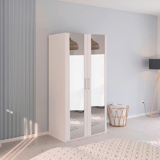 Rauch Evelyn 101cm 2 Door Wardrobe with Mirror - H 197cm - Alpine White