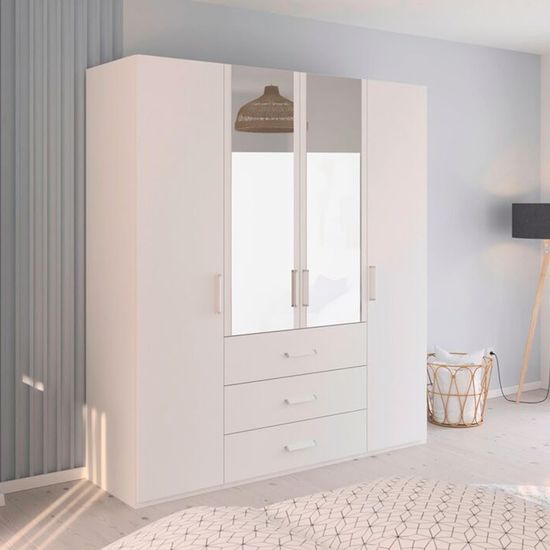 Rauch Evelyn 201cm 4 Door Combi Wardrobe - H 223cm - Alpine White