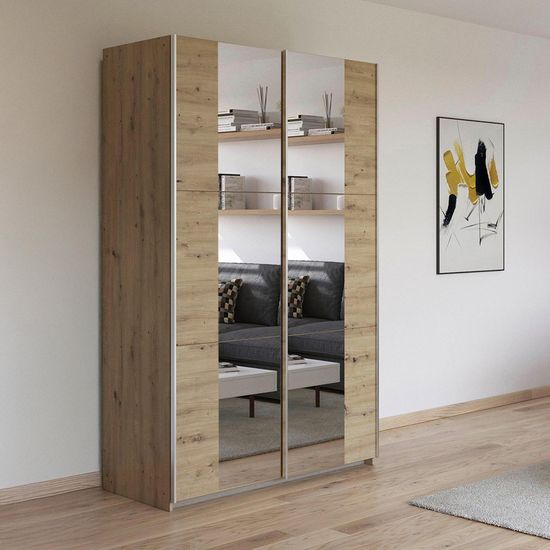 Rauch Kronach 131cm 2 Door Mirrored Sliding Wardrobe - Artisan Oak