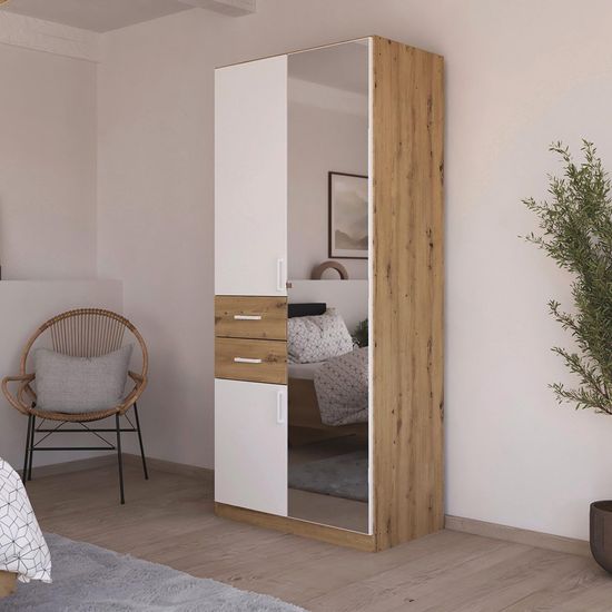 Rauch Maika 91cm 3 Door Combi Wardrobe - H 210cm - Artisan Oak and Alpine White