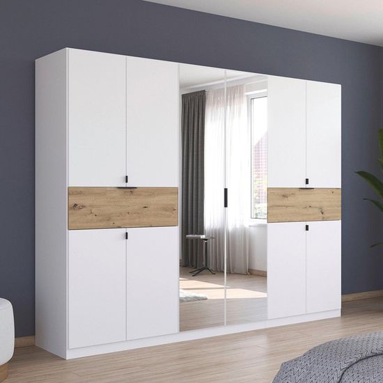 Rauch Ticao 271cm 10 Door Combi Wardrobe - Alpine White and Artisan Oak