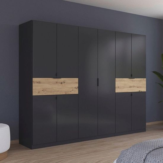 Rauch Ticao 271cm 10 Door Wardrobe - Metallic Dark Grey and Artisan Oak