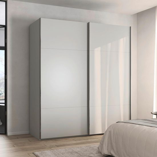 Rauch Contido 201cm 2 Door Sliding Wardrobe with Extras - Silk Grey