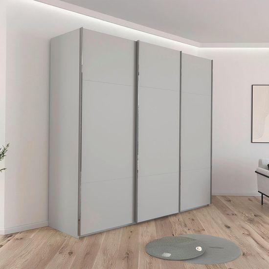 Rauch Contido 242cm 3 Door Sliding Wardrobe with Extras - Silk Grey