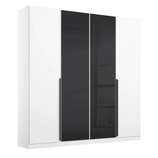 Rauch Artemis 181cm 4 Door Wardrobe - Alpine White and Basalt Glass
