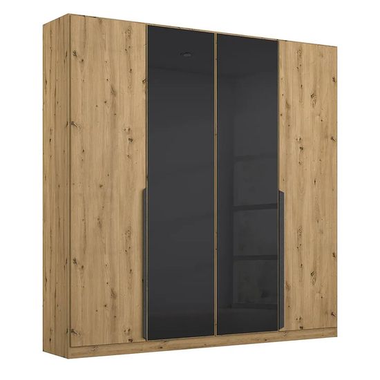 Rauch Artemis 181cm 4 Door Wardrobe - Artisan Oak and Basalt Glass