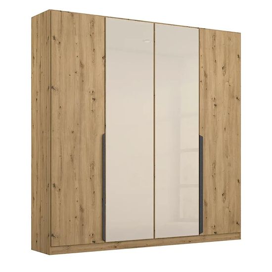 Rauch Artemis 181cm 4 Door Wardrobe - Artisan Oak and Champagne Glass