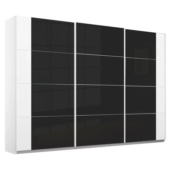 Rauch Artemis 271cm 3 Door Sliding Wardrobe - Alpine White and Basalt Glass