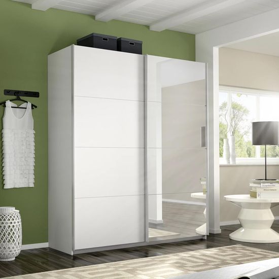 Rauch Belluno 181cm 2 Door Sliding Wardrobe with Mirror - Alpine White