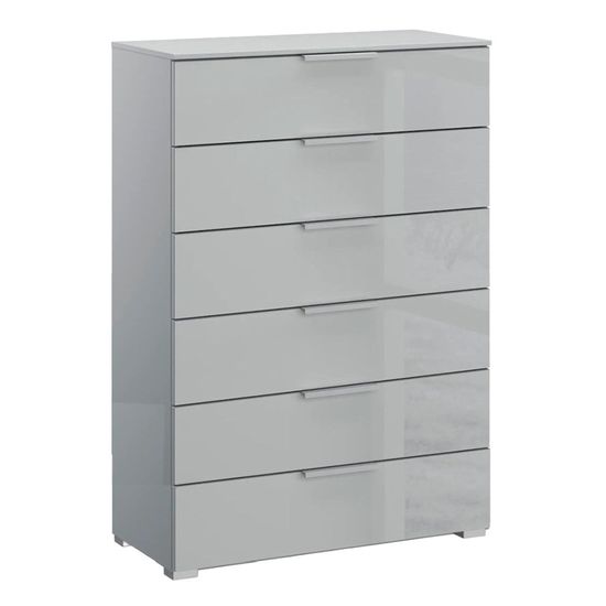 Rauch Skat Meridian 6 Drawer Chest - Silk Grey and Silk Grey Glass