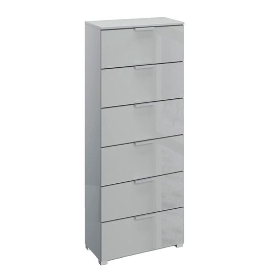 Rauch Skat Meridian 6 Drawer Tall Chest - Silk Grey and Silk Grey Glass