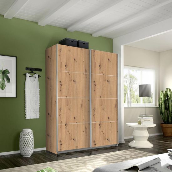 Rauch Belluno 136cm 2 Door Sliding Wardrobe - Artisan Oak