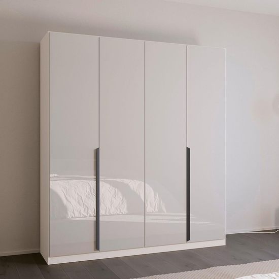 Rauch Quadra Spin 181cm 4 Door Wardrobe - Alpine White and Crystal White Glass