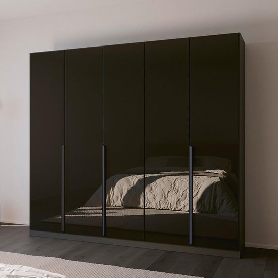 Rauch Quadra Spin 226cm 5 Door Wardrobe - Metallic Dark Grey and Basalt Glass