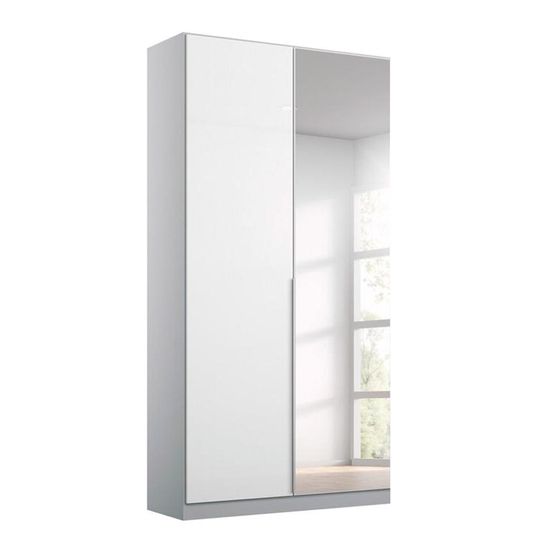 Rauch Elegant4you 91cm 2 Door Wardrobe with Mirror - 197cm - Alpine White and White High Gloss