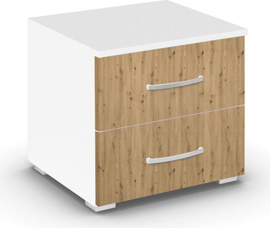 Rauch Aditio 2 Drawer Bedside Cabinet - Alpine White and Artisan Oak