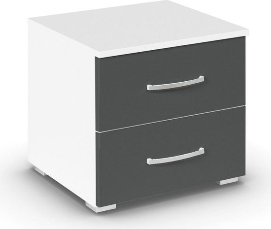 Rauch Aditio 2 Drawer Bedside Cabinet - Alpine White and Metallic Dark Grey