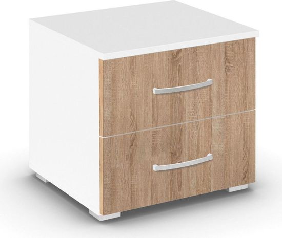 Rauch Aditio 2 Drawer Bedside Cabinet - Alpine White and Sonoma Oak