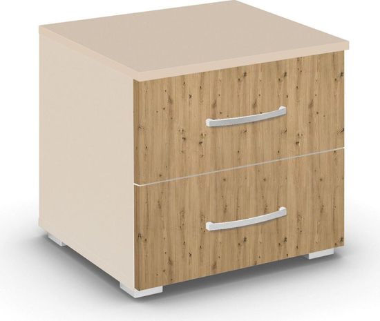 Rauch Aditio 2 Drawer Bedside Cabinet - Champagne and Artisan Oak