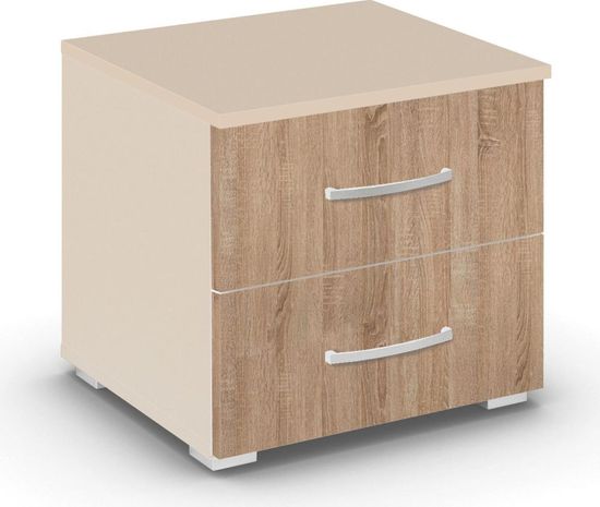 Rauch Aditio 2 Drawer Bedside Cabinet - Champagne and Sonoma Oak