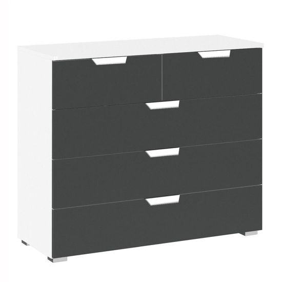 Rauch Aditio 3+2 Drawer Chest - Alpine White and Metallic Dark Grey