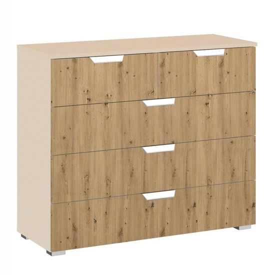 Rauch Aditio 3+2 Drawer Chest - Champagne and Artisan Oak