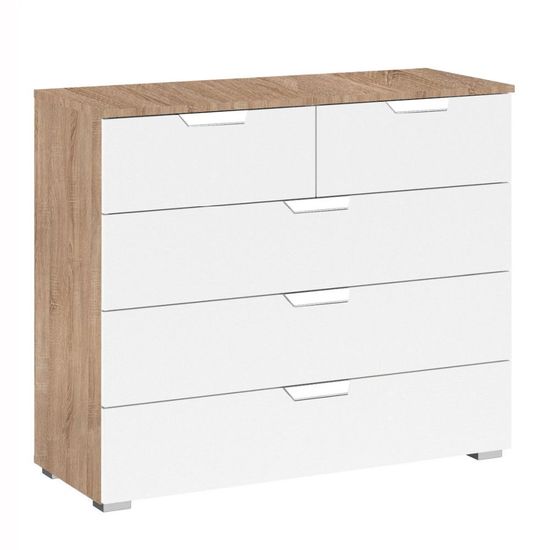 Rauch Aditio 3+2 Drawer Chest - Sonoma Oak and Alpine White
