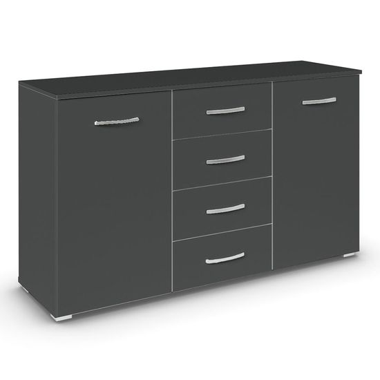 Rauch Aditio 2 Door Medium Sideboard with 4 Drawer - 120cm - Metallic Dark Grey