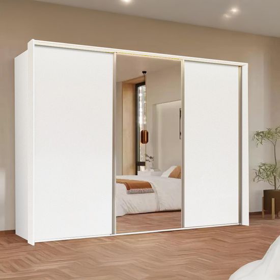 Rauch Taro 301cm 3 Door Sliding Wardrobe with Mirror - Alpine White