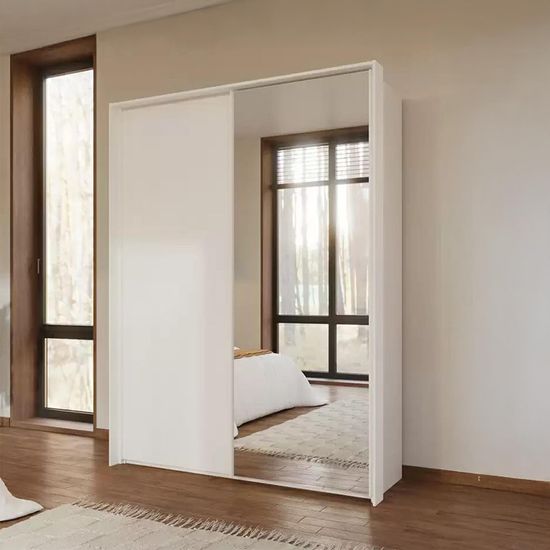 Rauch Taro 162cm 2 Door Sliding Wardrobe with Mirror - Alpine White