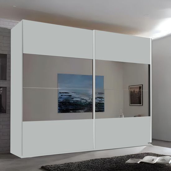 Rauch Filo 226cm 2 Door Sliding Wardrobe with Mirror - Silk Grey