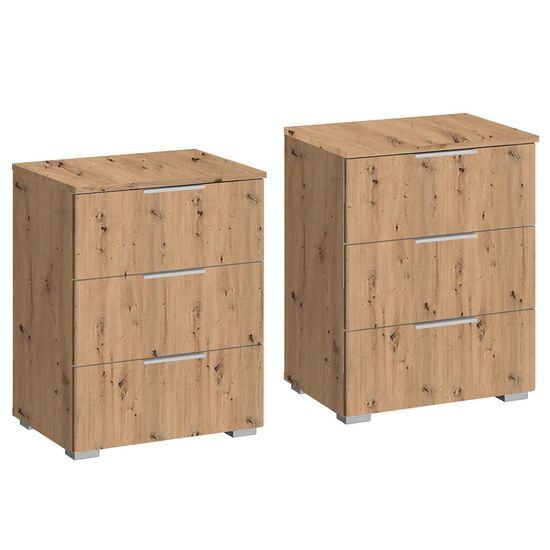 Rauch Alabama 3 Drawer Bedside Cabinet - Set of 2 - Artisan Oak