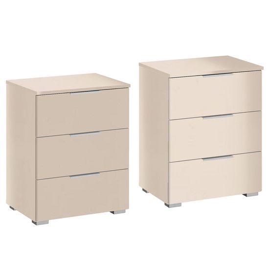 Rauch Alabama 3 Drawer Bedside Cabinet - Set of 2 - Champagne