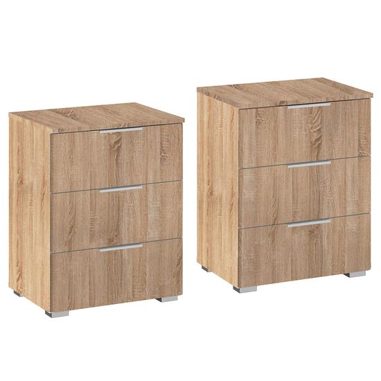 Rauch Alabama 3 Drawer Bedside Cabinet - Set of 2 - Sonoma Oak