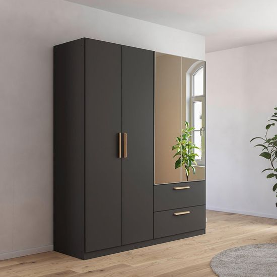 Rauch Skandi 181cm 4 Door Combi Wardrobe - Metallic Dark Grey