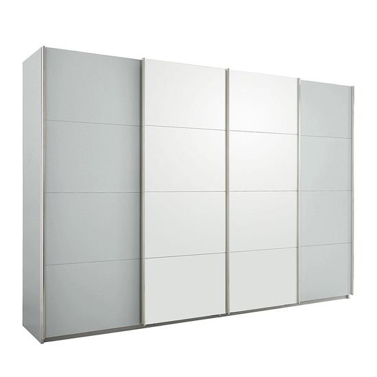 Rauch Syncrono 316cm 4 Door Sliding Wardrobe - Silk Grey and Alpine White