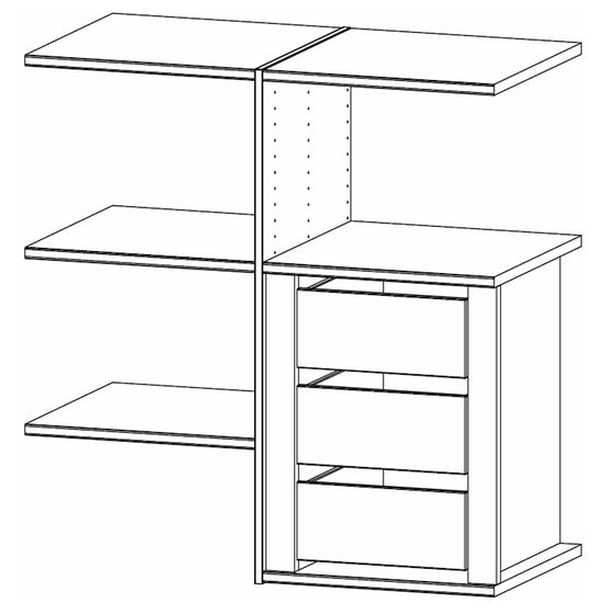 Rauch Orange Plus 100cm Width Compartment Wardrobe Interior Division with 3 Drawer and 4 Shelves