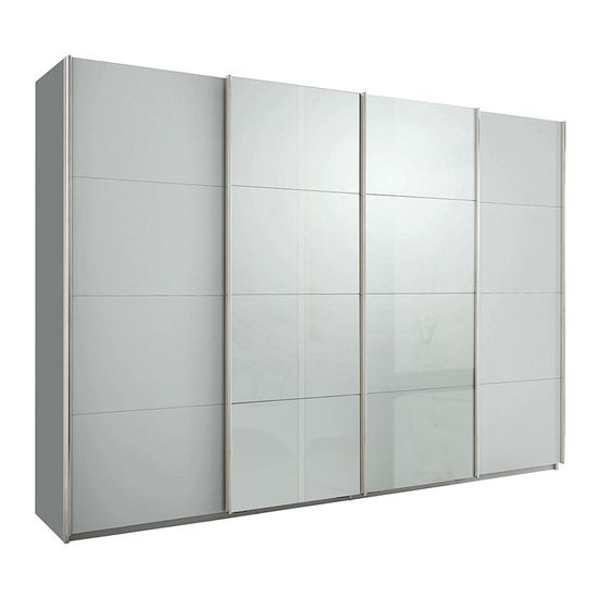 Rauch Syncrono 316cm 4 Door Sliding Wardrobe - Silk Grey and Grey High Gloss