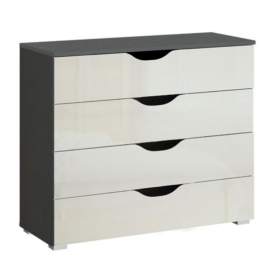 Rauch Arnstein 4 Drawer Chest - Metallic Dark Grey and White High Gloss
