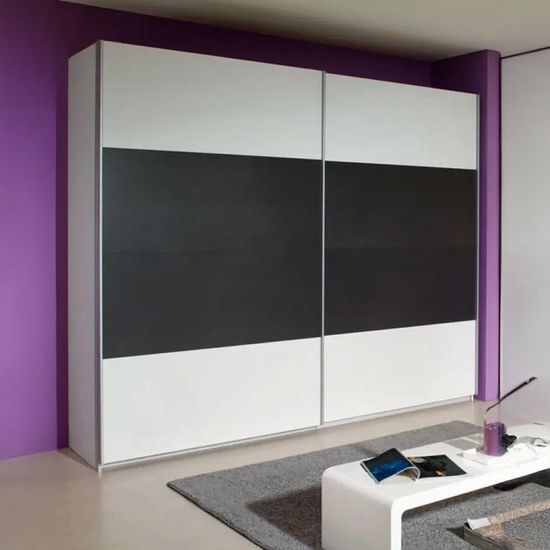 Rauch Quadra 226cm 2 Door Sliding Wardrobe - Alpine White and Metallic Dark Grey
