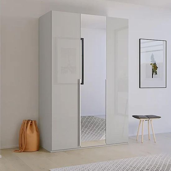 Rauch Purisma 151cm 3 Door Wardrobe with Mirror - Silk Grey Glass