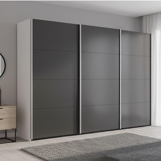 Rauch Beluga Extra 316cm 3 Door Sliding Wardrobe - Alpine White and Graphite