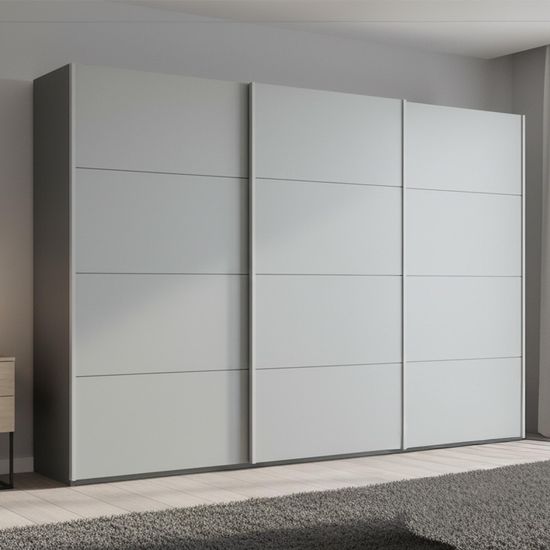 Rauch Beluga Extra 361cm 3 Door Sliding Wardrobe - Graphite and Silk Grey