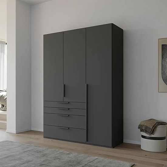 Rauch Purisma 151cm 3 Door Wardrobe with Drawer - Graphite
